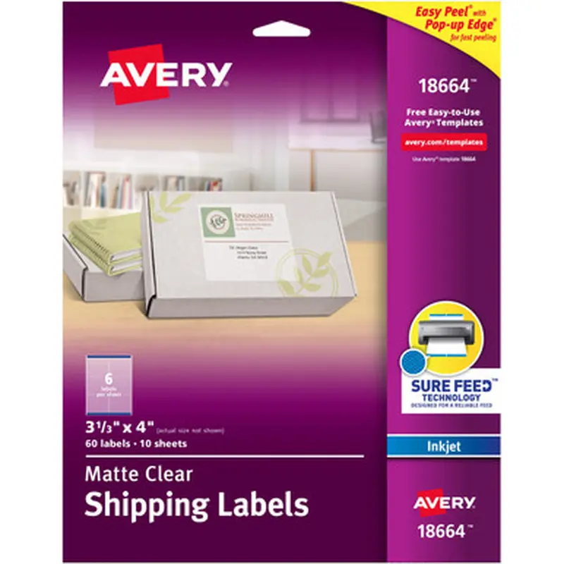 Avery 18664 Easy Peel Inkjet Printer Mailing Labels
