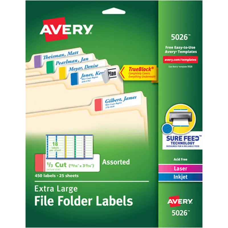 Avery 5026 Extra-Large File Folder Labels