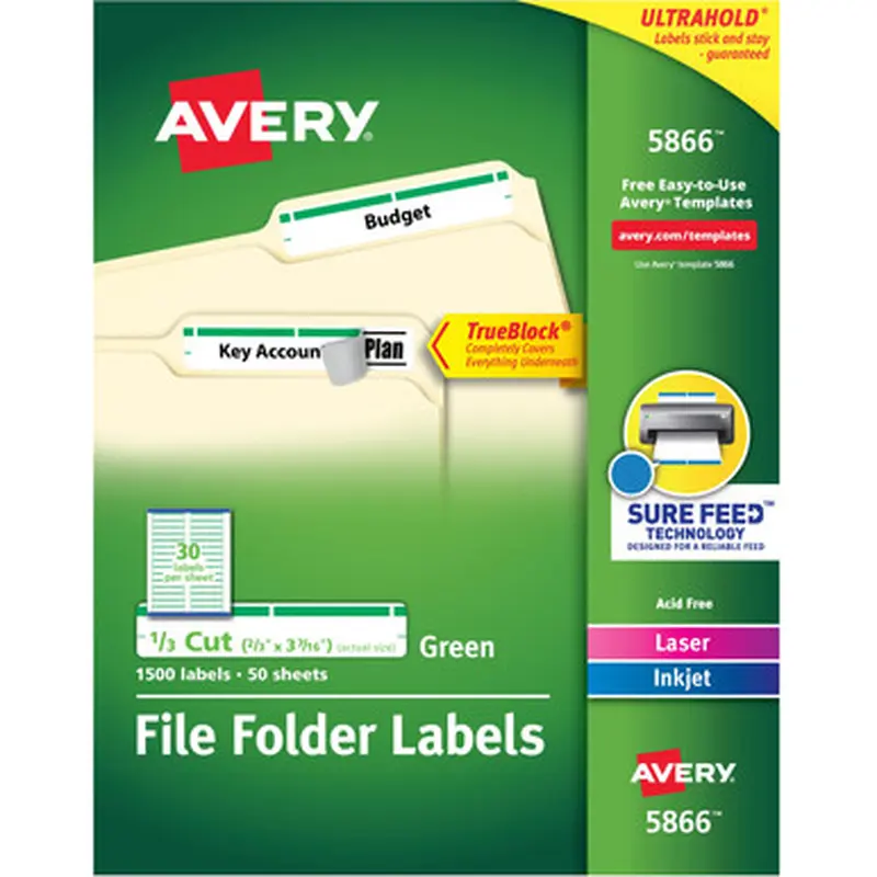 Avery 5866 TrueBlock File Folder Labels