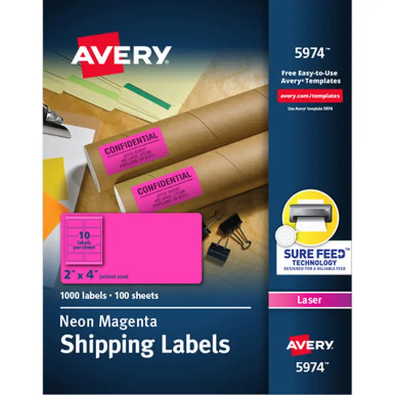 Avery 5974 High Visibility Neon Shipping Labels