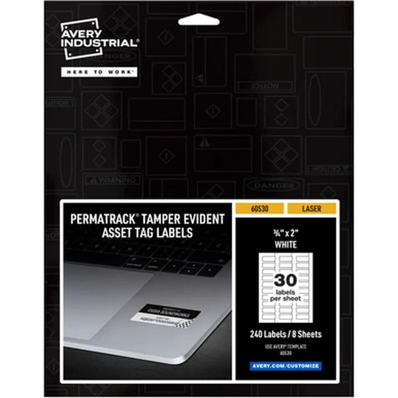 Avery 60530 PermaTrack Tamper-Evident Asset Tag Labels