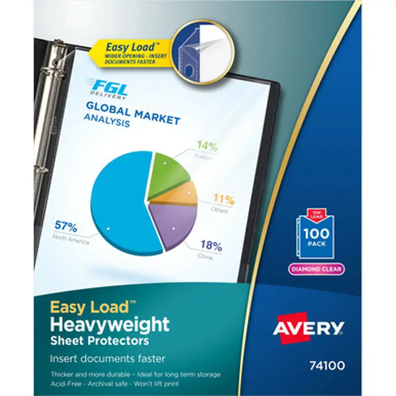 Avery 74100 Heavyweight Sheet Protectors -Acid-free, Archival-safe, Top-loading