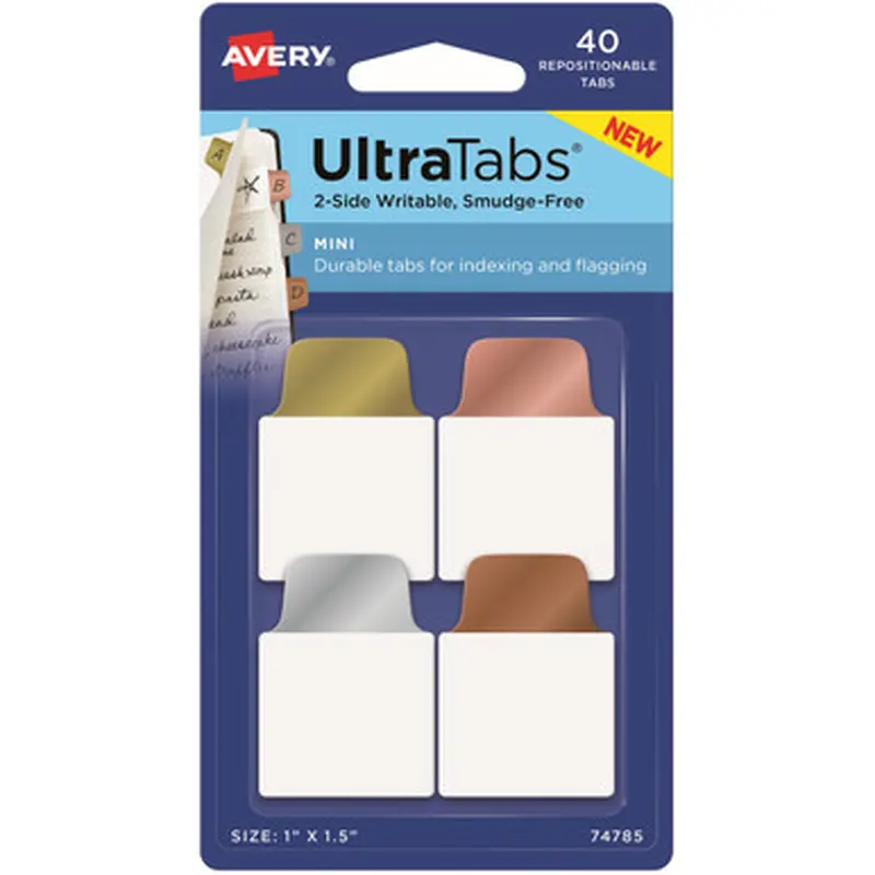 Avery 74785 UltraTabs Metallic Color 2-sided Mini Tabs