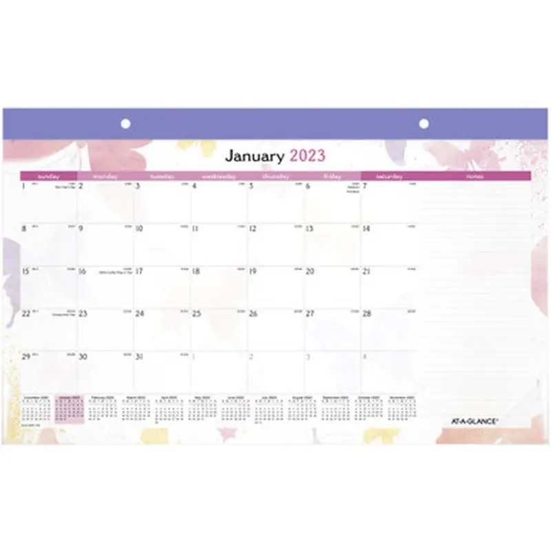 At-A-Glance sk91705 Watercolors Monthly Desk Pad