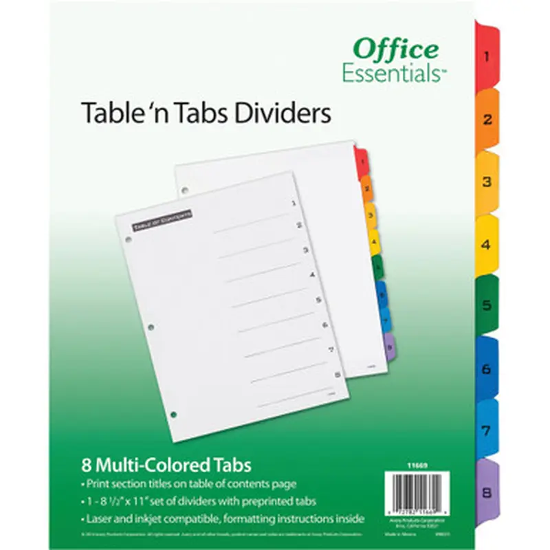 Avery 11669 Table &#039N Tabs Numeric Dividers