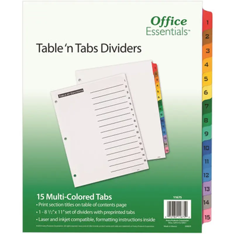 Avery 11675 Office Essentials Table &#039n Tabs Dividers