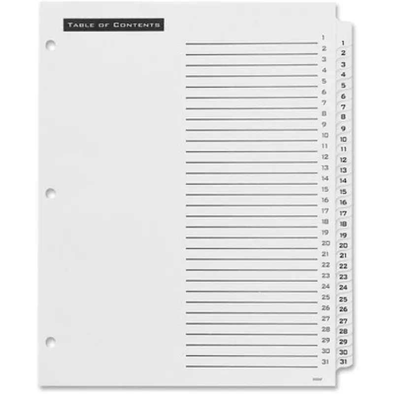Avery 11680 Table &#039N Tabs Daily Dividers