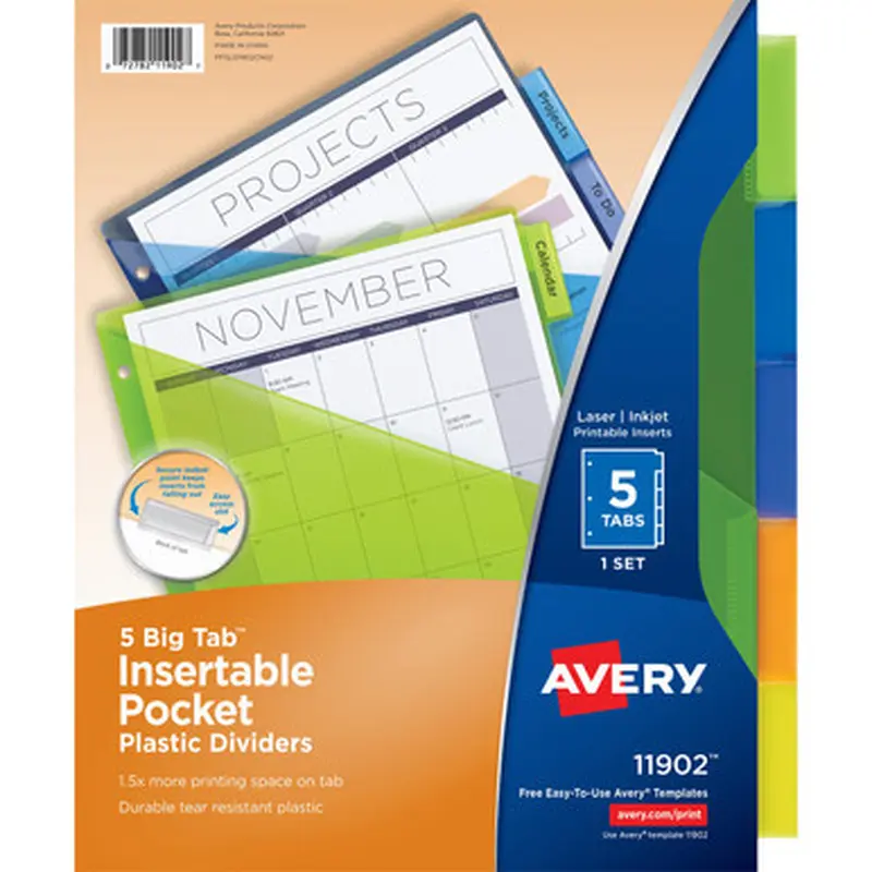 Avery 11902 Big Tab Insertable Pocket Dividers