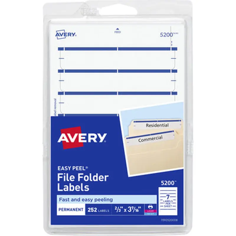 Avery 5200 File Folder Labels, Dark Blue, 2/3 x 3-7/16&quot, Pack of 252