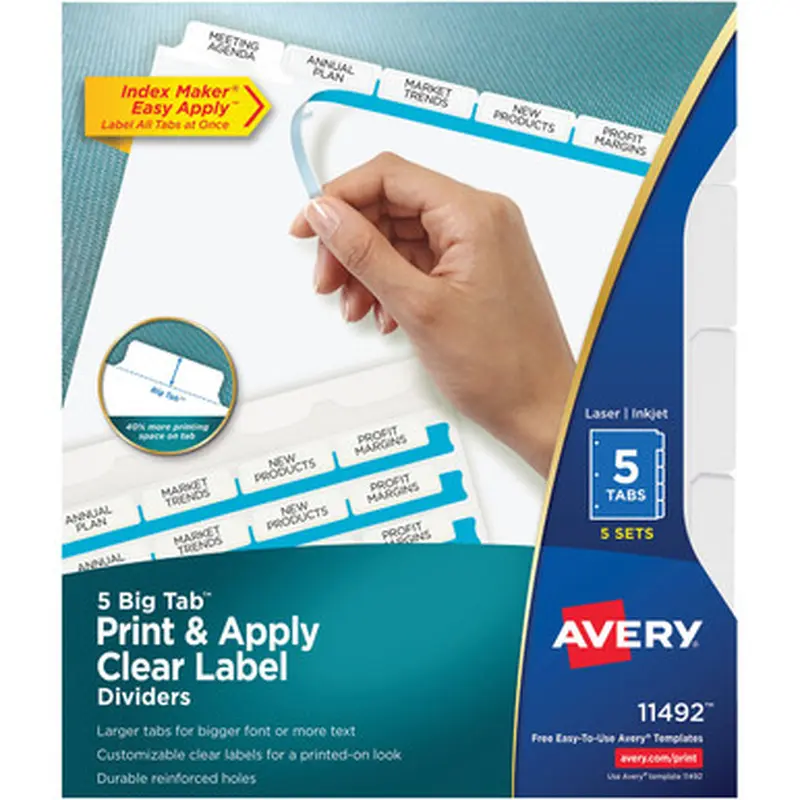 Avery 11492 Big Tab Index Maker Index Divider