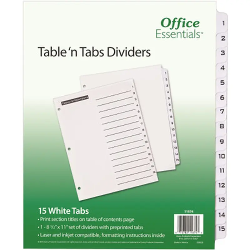 Avery 11674 Table &#039N Tabs Numeric Dividers