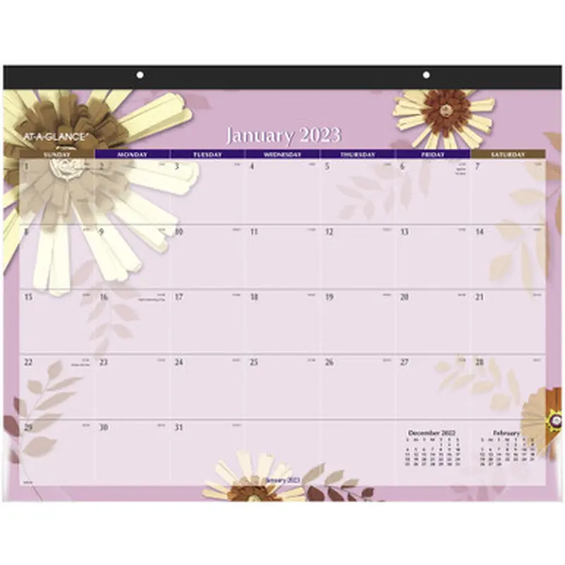 At-A-Glance 5035 Paper Flowers Monthly Desk Pad