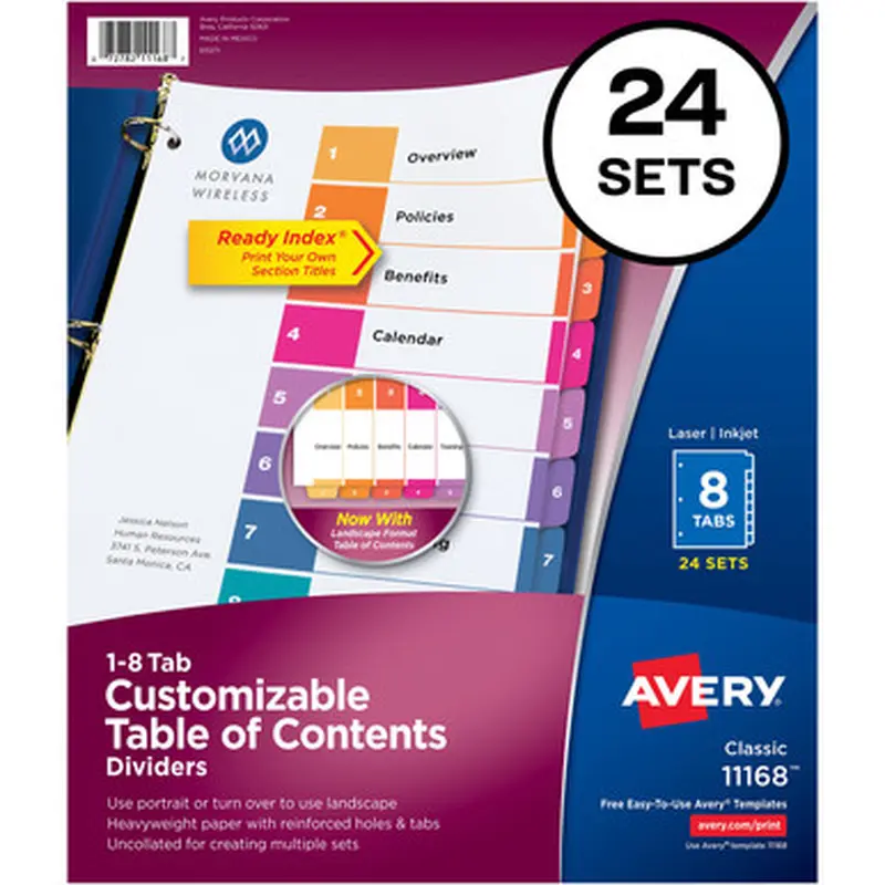 Avery 11168 Ready Index Customizable TOC Dividers