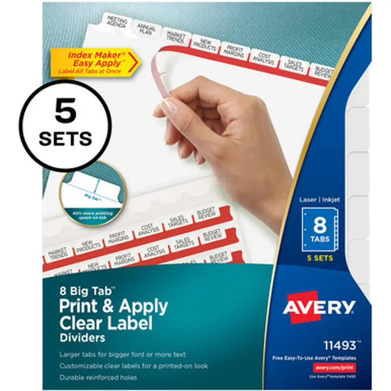 Avery 11493 Big Tab Index Maker Index Divider
