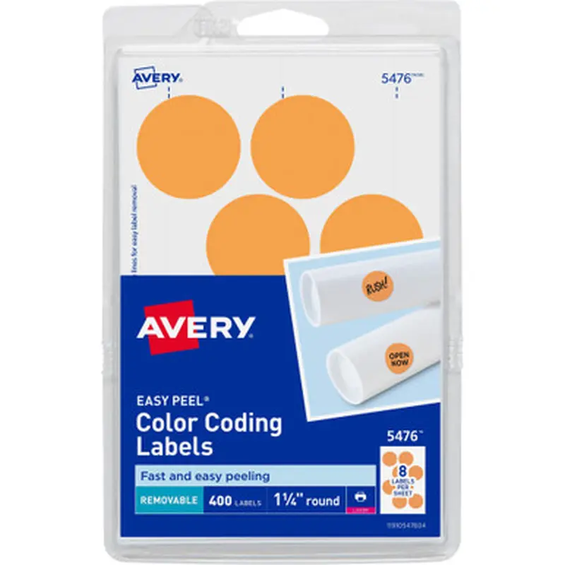 Avery 2020OG 1-1/4&quot Color-Coding Labels