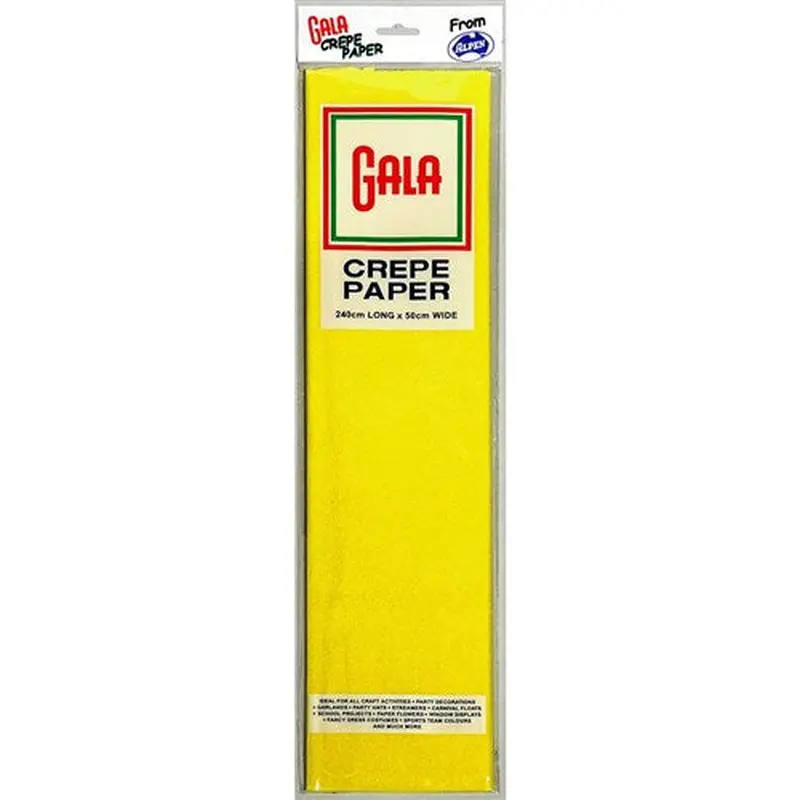 Alpen Gala Crepe Paper 240 x 50cm Canary Pack Of 12