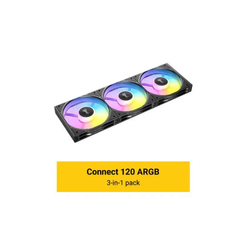 Antec Connect C120 ARGB Black Performance 120mm 4-pin PWM | LED: 3-pin  Vibration Absorbing and Anti-Noise Pads Easy Assemble 3pack Case Fans