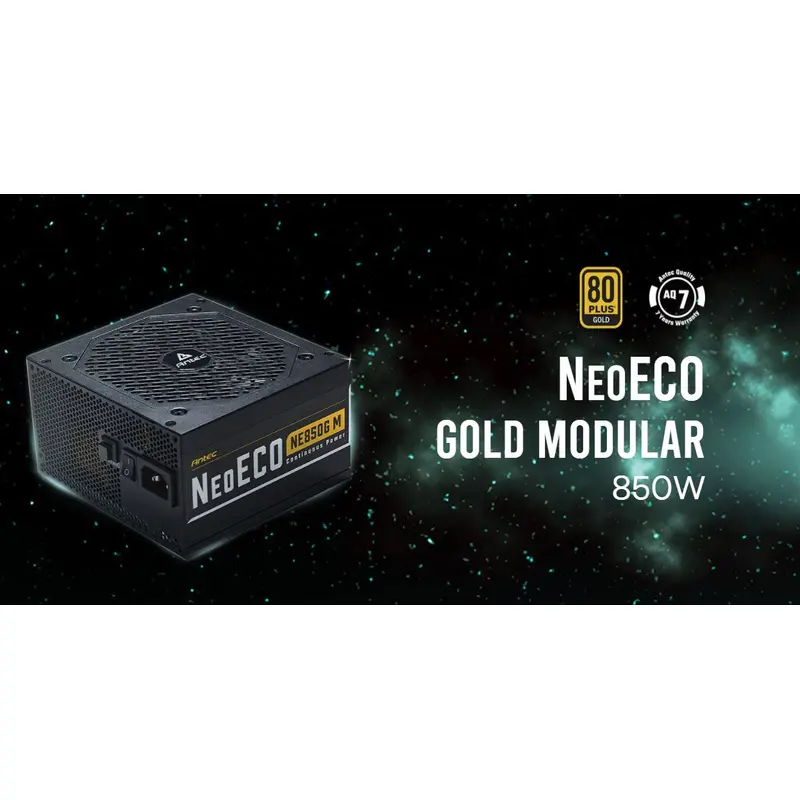 Antec NE 850w 80  Gold, Fully-Modular, LLC DC, 1x EPS 8PIN, 120mm Silent Zero RPM, Japanese Caps, ATX Power Supply, PSU, 600w PCI-E 5.0 rdy, 5yr Wty