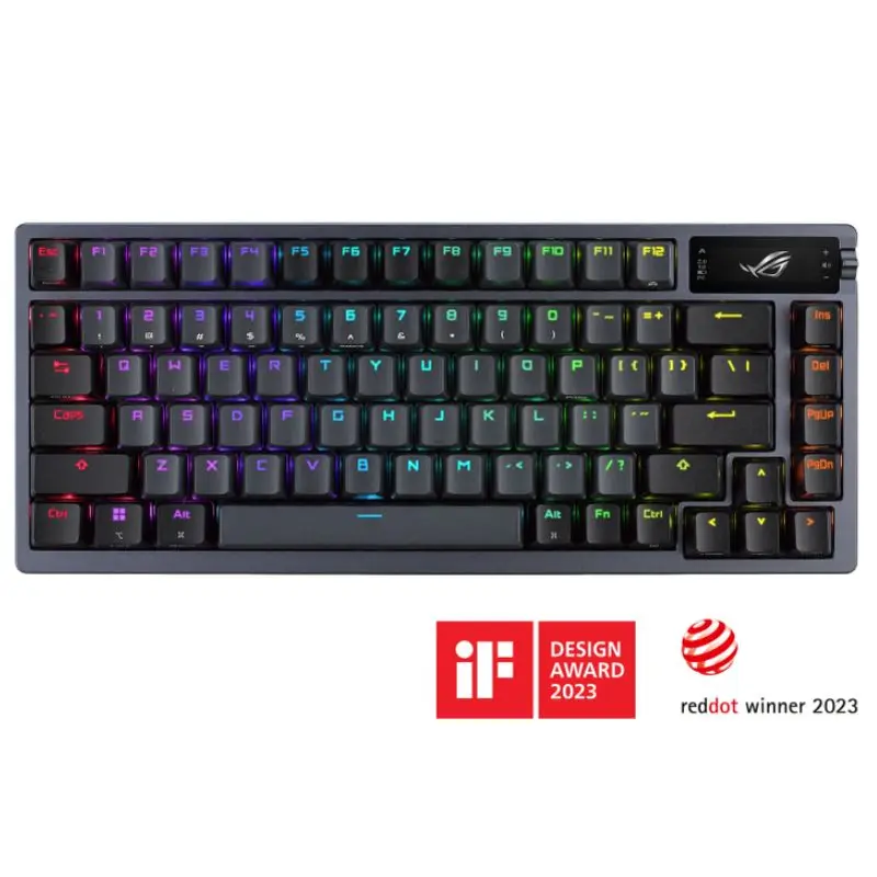 ASUS ROG AZOTH/NXSW/PBT (Snow Switch) Gaming Keyboard, OLED Display, NX Snow Switch, 75 Keys, Tri-mode Connection, Quiet