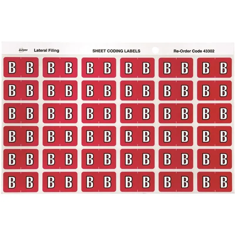 Avery Alphabet Coding Label B Side Tab 25x38mm Magenta Pack Of 180