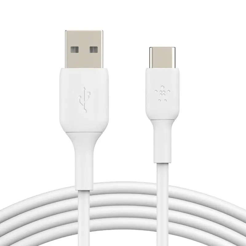 Belkin BoostCharge USB-C to USB-A Cable (2m/6.6ft) - White (CAB001bt2MWH),12W,480Mbps,8K  bend,Samsung Galaxy,iPad,MacBook,Google,OPPO,Nokia,2YR