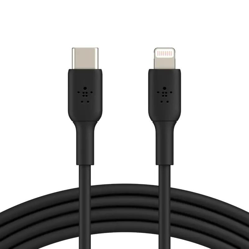 Belkin BoostCharge Lightning to USB-C Cable (1m/3.3ft) - Black (CAA003bt1MBK), 18W Fast Charge, 8,000  bends tested,480Mbps,USB-C PD, 2 Years Warranty