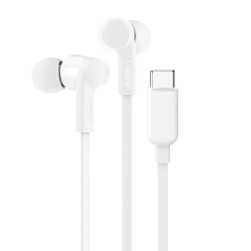 Belkin SoundForm Headphones With USB-C Connector (USB-C Headphones) - White (G3H0002fqWHV2), Sweat and Splash Resistance, Built-In Microphone, 2YR