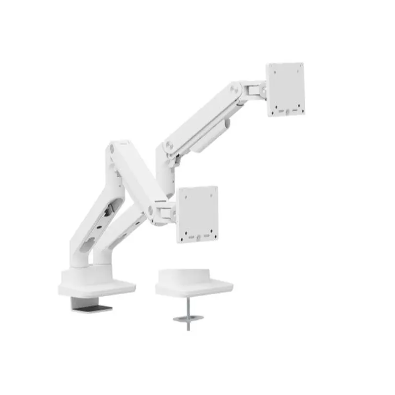 Brateck LDT81-C024-W NOTEWORTHY HEAVY-DUTY GAS SPRING DUAL MONITOR ARM Fit Most 17'-35' Monitor Fine Texture White (LS)
