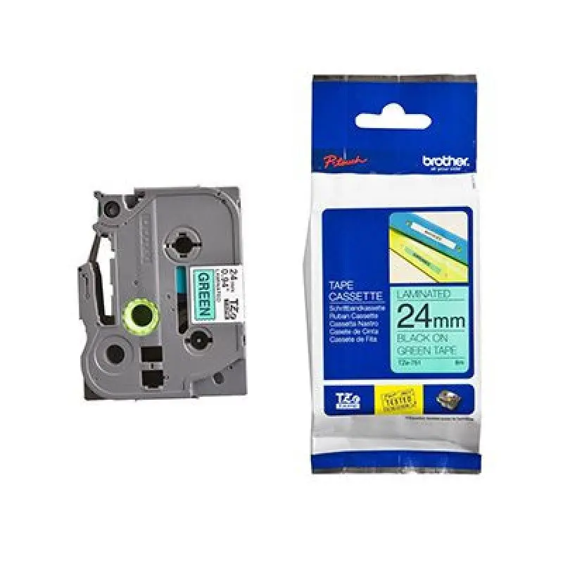 Brother 24mm Black on Green TZE Tape