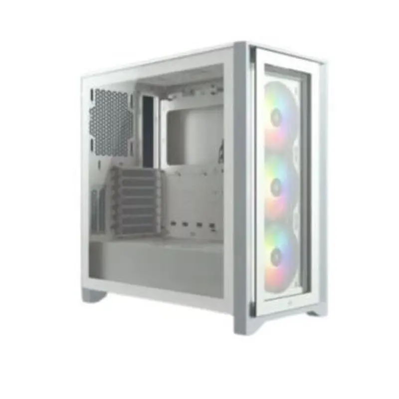 Corsair iCUE 4000D RGB Airflow Mesh Front Panel Mid-Tower, White, 3x AF120 RGB Elite Fans, Node Pro Controller - Gaming Case (LS)