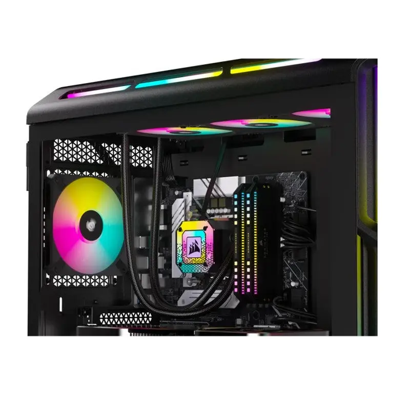 Corsair AF SLIM Series, AF120 RGB SLIM ICUE, 120mmx15mm Fluid Dynamic Bearing RGB Fan, Dual Pack with Lighting Node CORE