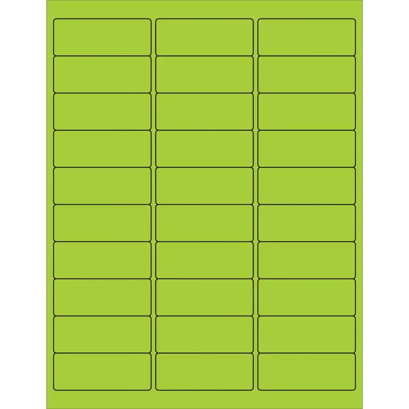 2 5/8 x 1" Fluorescent Green Rectangle Laser Labels (LL173GN) Case Of 3000
