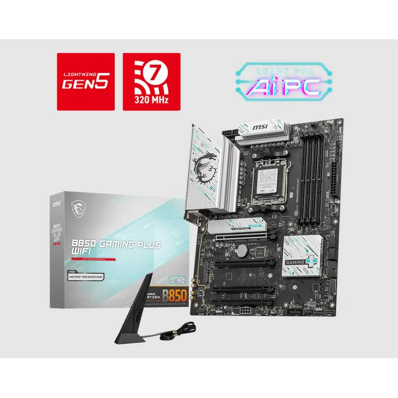 MSI B850 GAMING PLUS WIFI, AM5, 4x DDR5 256GB, 1x HDMI, 4x PCI-E x16 slot, 3x M.2, Wi-Fi 7