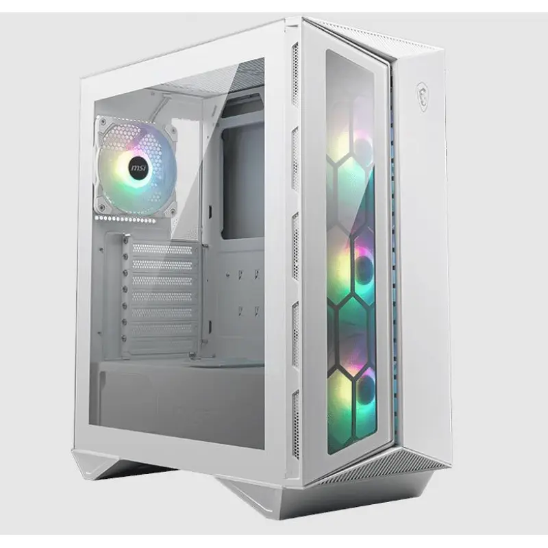MSI MPG GUNGNIR 110R White Mid-Tower Case, Supports ATX / M-ATX / Mini ITX, 2x USB 3.2, 1x USB-C, 1x HD Audio, 1x Mic, ATX Power Supply