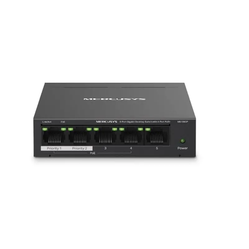 Mercusys MS105GP 5-Port Gigabit Desktop Switch with 4-Port PoE , 10/100/1000 Mbps RJ45 ports, Up to 250 m