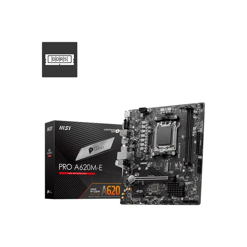 MSI PRO A620M-E AM5 mATX MB 2xDDR5 1xPCIE 16 1 PCI-E 1 1xM.2 4xSATA 4xUSB 3.2 2xUSB 2.0