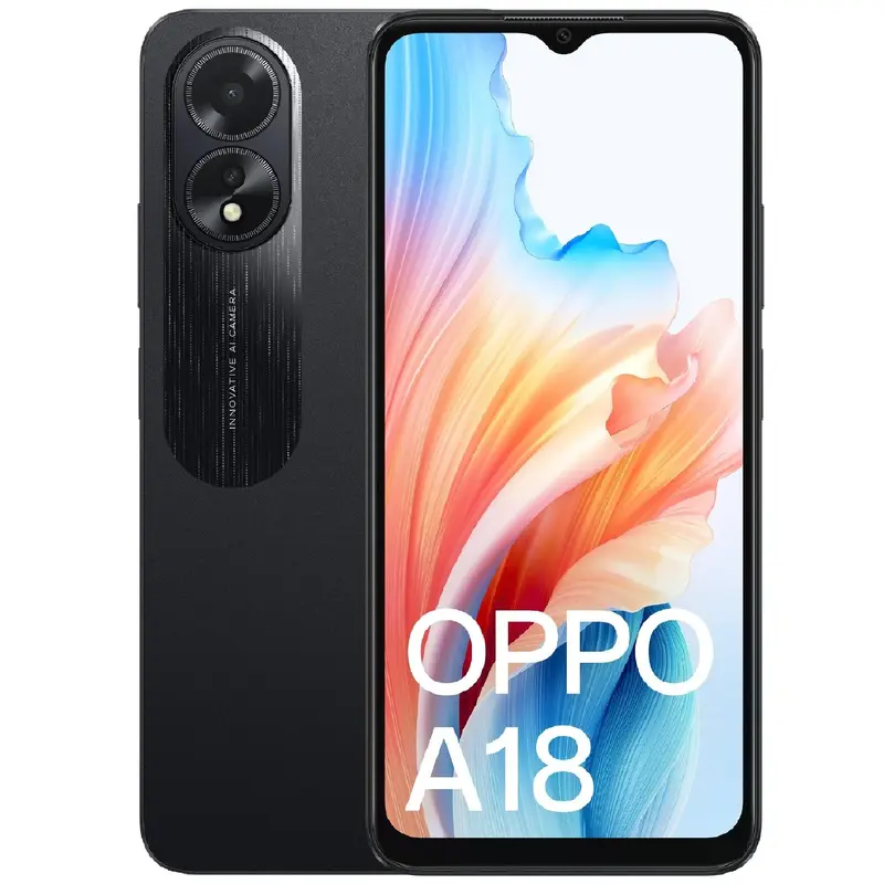 OPPO A18 4G 128GB - Glowing Black (CPH2591AU Black)*AU STOCK*, 6.56', HD , 90Hz, 4GB/128GB, 8MP/5MP, Dual SIM, 5000mAh, 2 Years Warranty