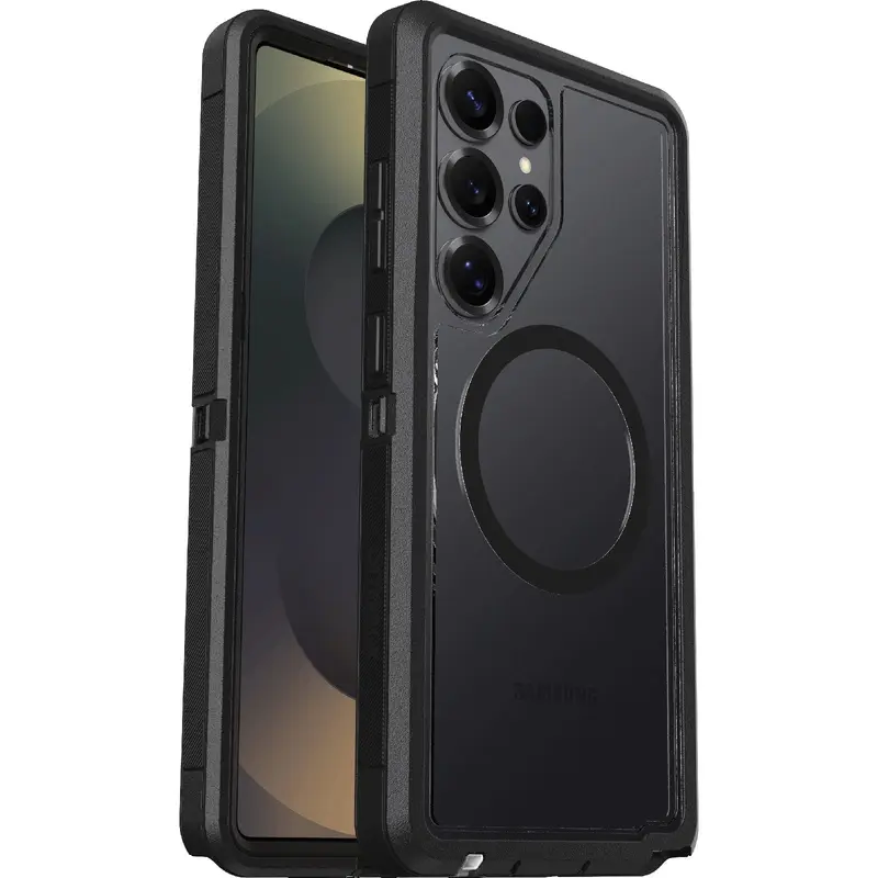 OtterBox Defender XT Clear Magnet Samsung Galaxy S25 Ultra 5G (6.9') Case Dark Side Clear/Black-(77-97584),DROP  7X Military Standard,7 Years Warranty