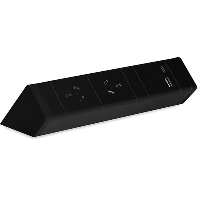 Rapidline Athena Power Rail Kit 2 GPO   1 USB-A   1 USB-C Black