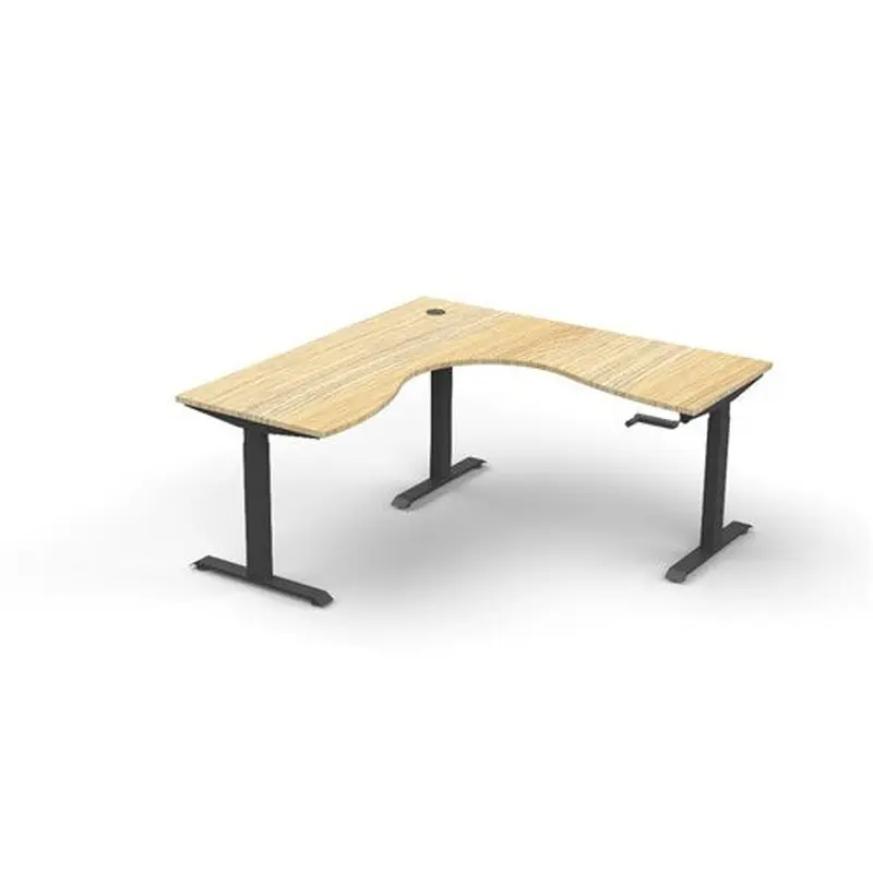 Rapidline Boost Manual Height Corner Workstation 1800/1500W x 750D x 705-1155mmH Oak/Black