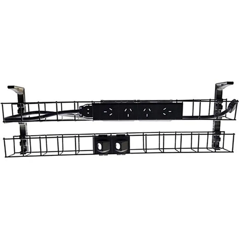 Rapidline Dual Tier Cable Basket Kit 1250mm 4GPO 2Data   2m Interconnecting Lead Black