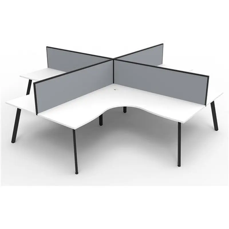 Rapidline Eternity Corner POD Workstation 4 Person   Screens 3600Wx3600Dx1200mmH White/Blk