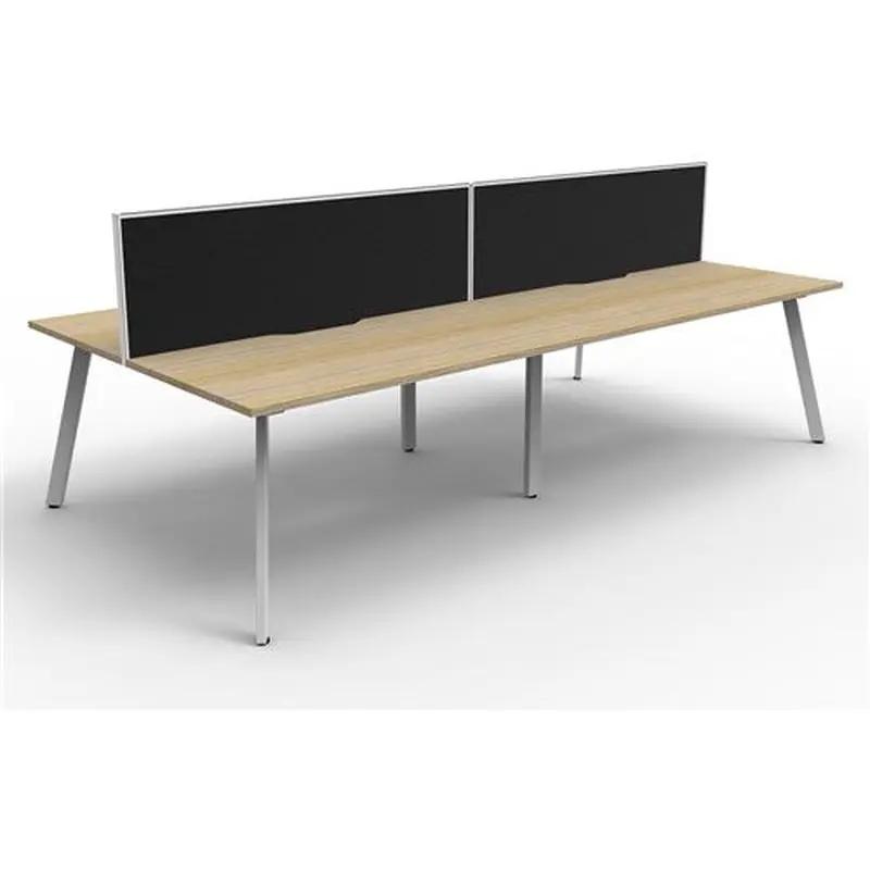 Rapidline Eternity Workstation Double Sided 4 Person   Screen 2400Wx1530Dx1200mmH Oak/White