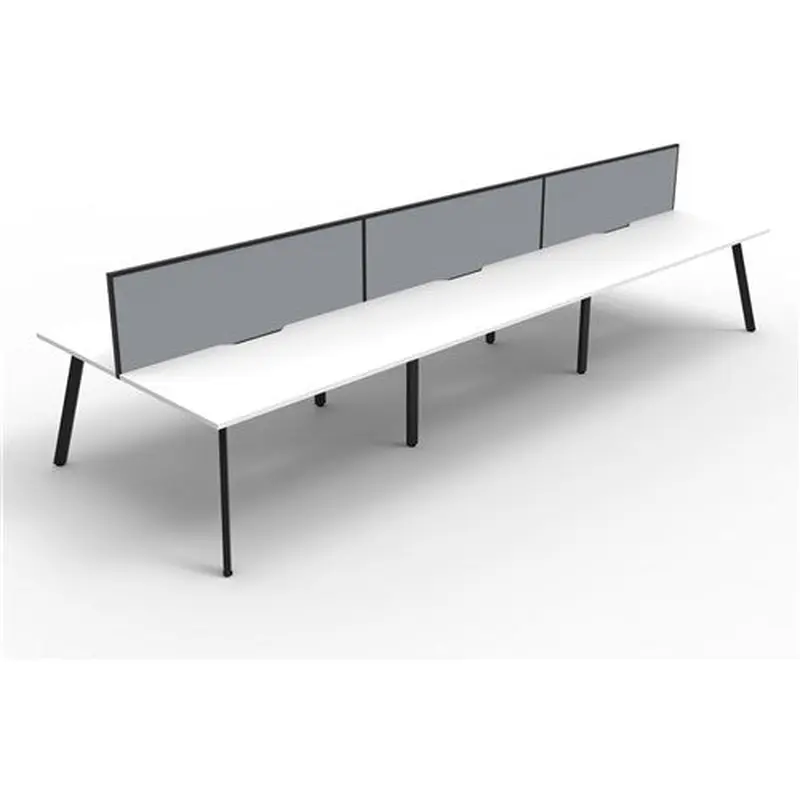 Rapidline Eternity Workstation Double Sided 6 Person   Screen 5400Wx1530Dx1200mmH White/Blk
