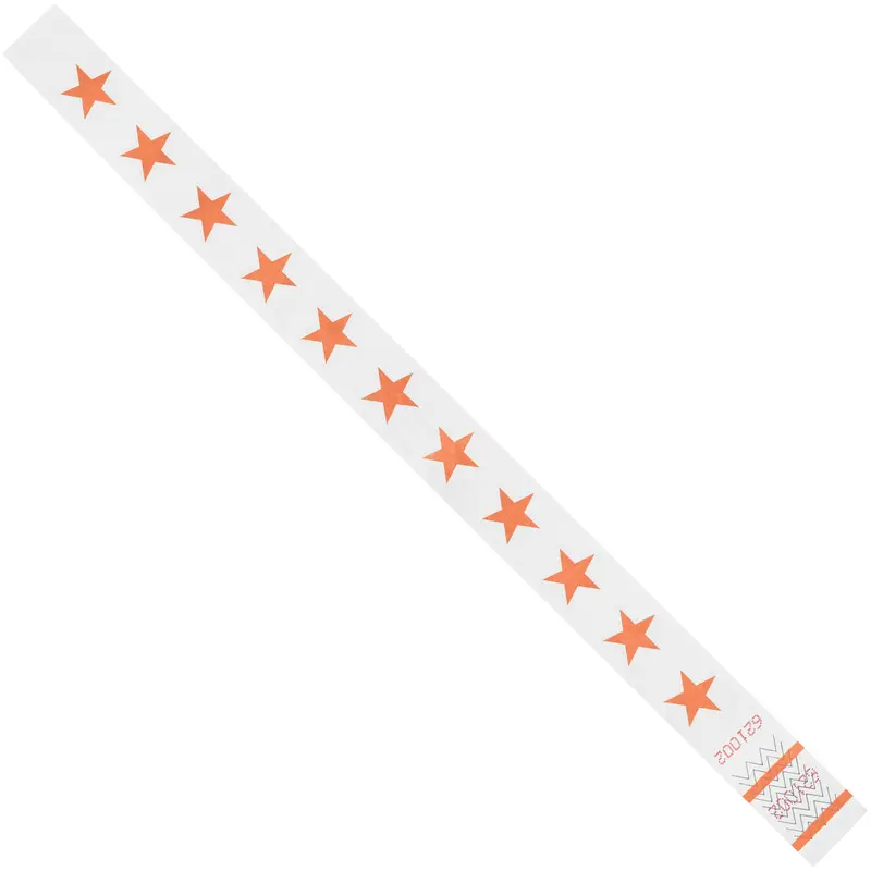 3/4 x 10" Orange Stars Tyvek Wristbands (WR104OR) Case Of 500
