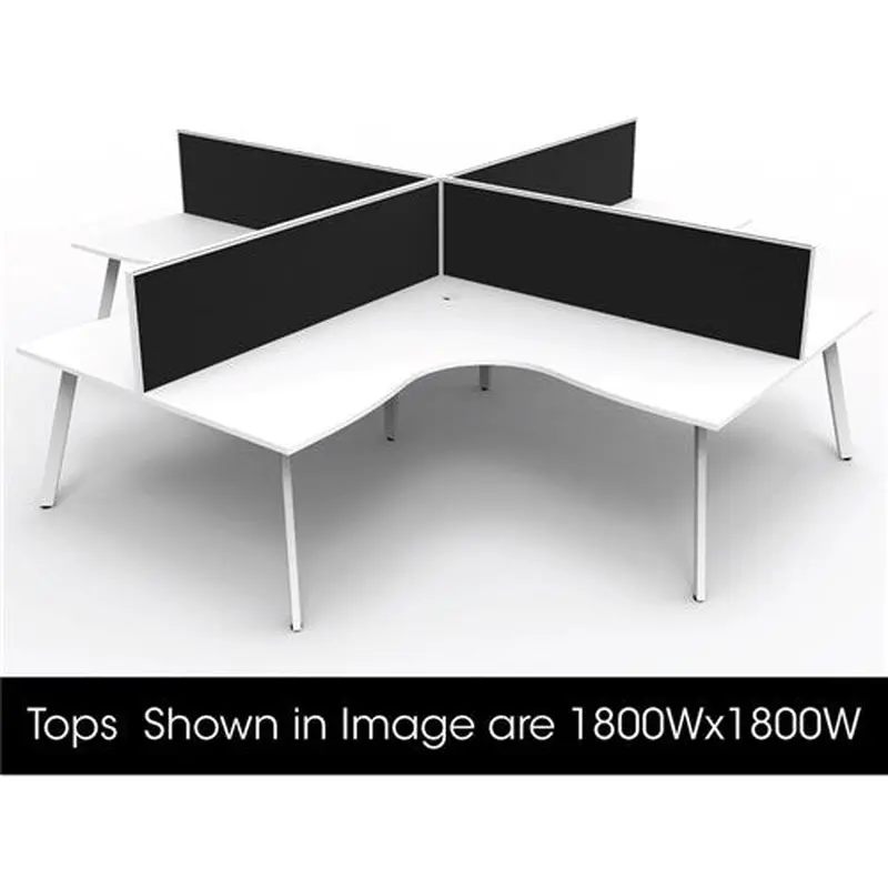 Rapidline Eternity Corner POD Workstation 4 Person   Screens 3600Wx3000Dx1200mmH White/Wht
