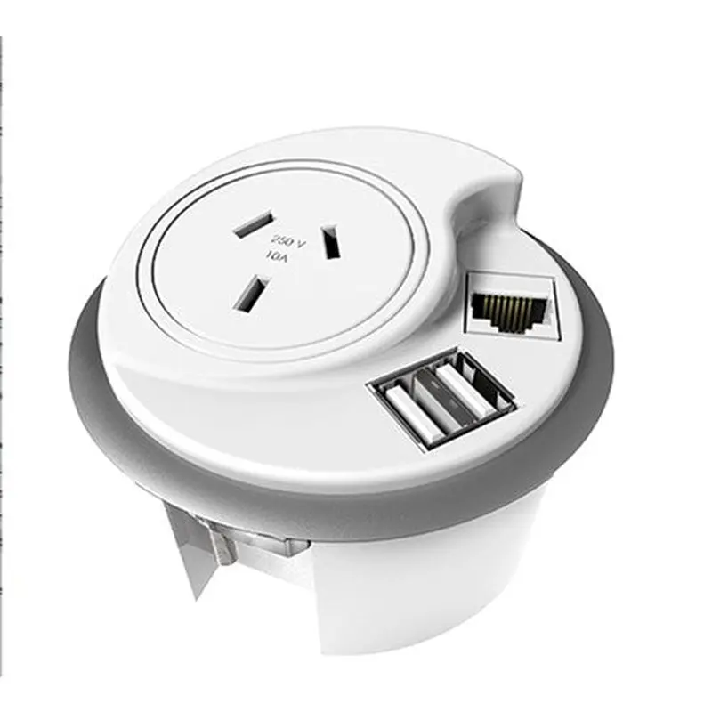 Rapidline In Desk Module Kit 1 GPO   1 Data Provision   2 USB 1500mm Lead White