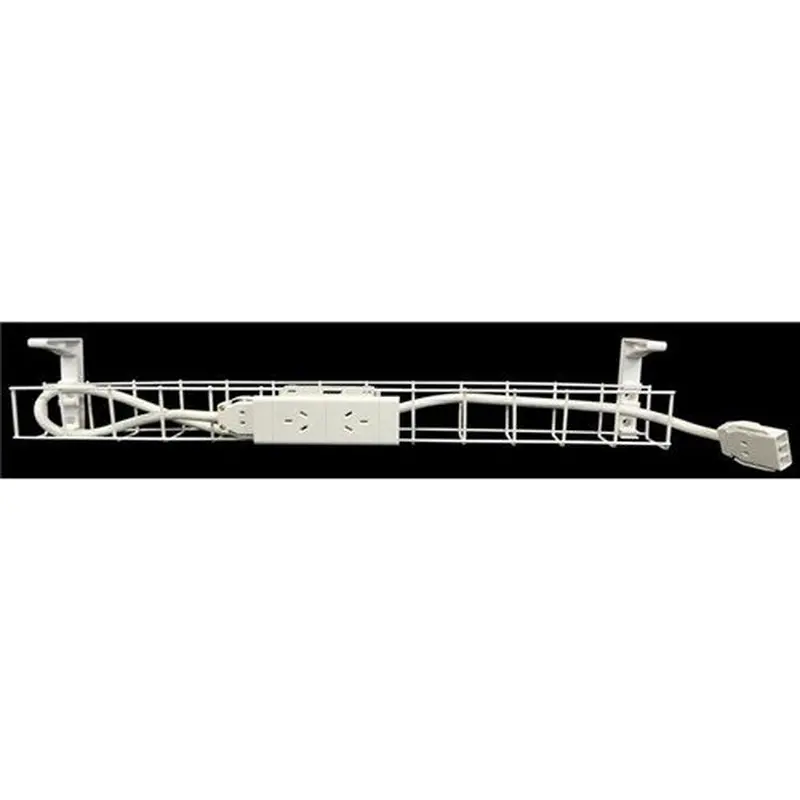 Rapidline Single Tier Cable Basket Kit 1250mm 2GPO 2m Interconnecting Lead White