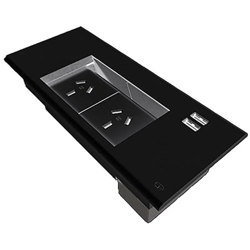 Rapidline Table Surface Mounted Flip Box 2 GPO   2 USB Black