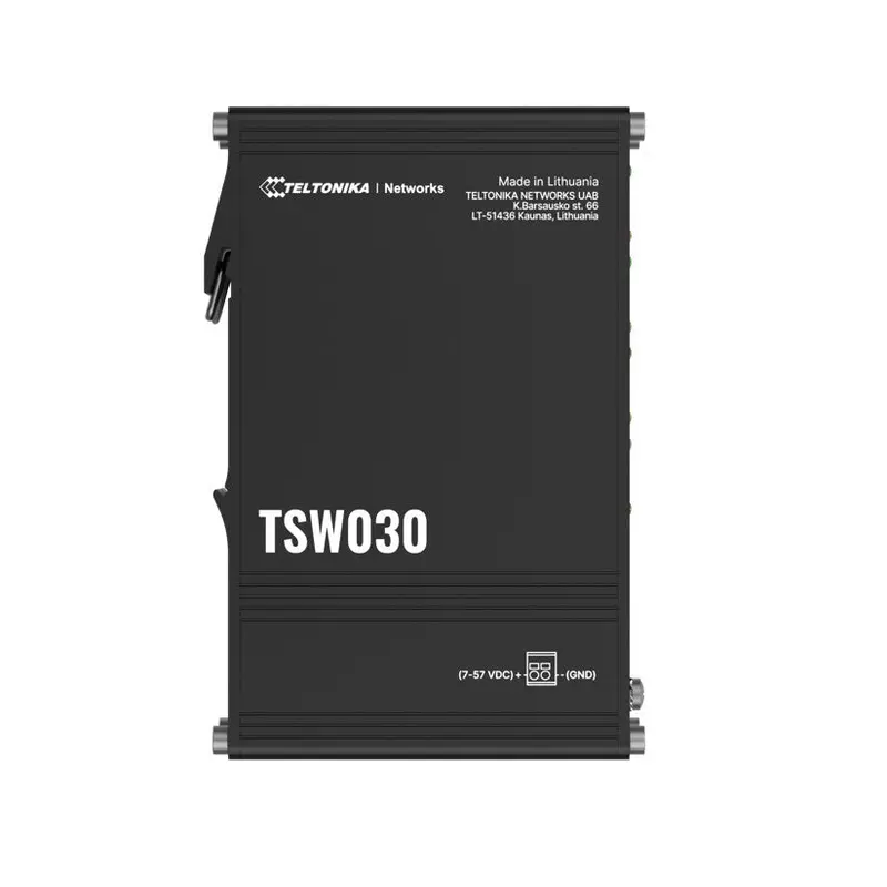 Teltonika TSW030 8-PORT ETHERNET SWITCH, 2-PIN Power Input, 10/100 Mbps,Integreated DIN Rail (Plug&Play Deployment), Supports auto MDI/MDIX crossover